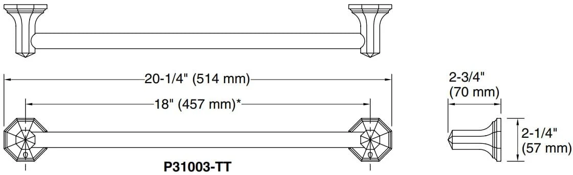 Bản vẽ giá khăn đơn Kallista P31003-TT