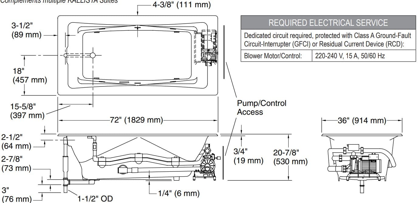 Bản vẽ bồn tắm Kallista P50035-BA-0