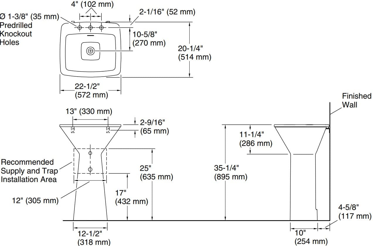 Bản vẽ lavabo Kallista P76345-WO-0