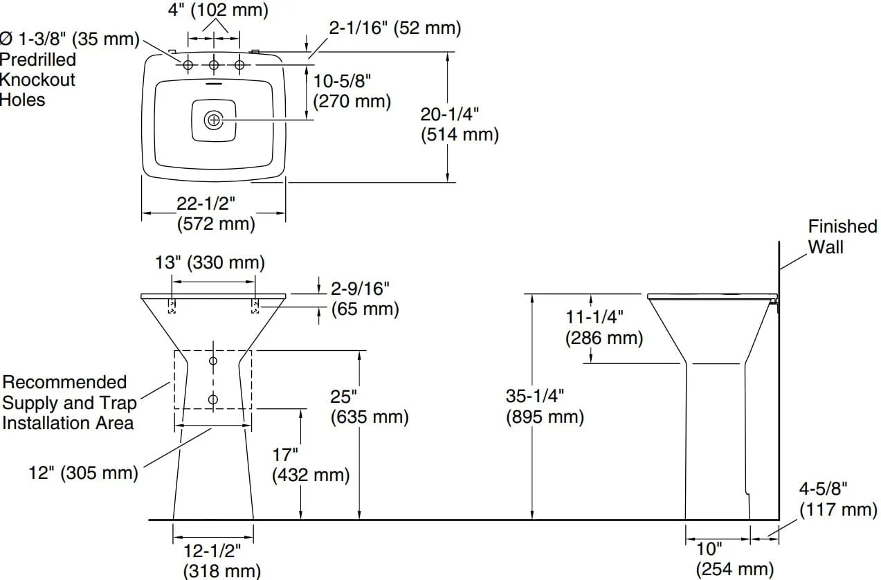 Bản vẽ lavabo Kallista P76345-WO-0