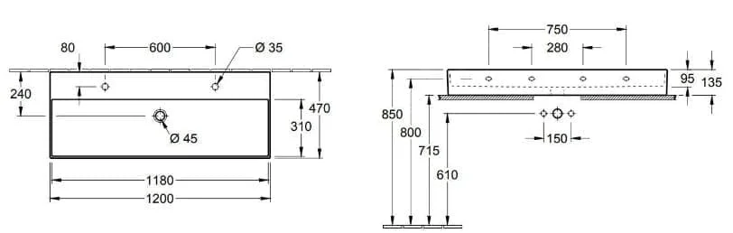 Bản vẽ kỹ thuật chậu rửa lavabo Đức Villeroy-boch Memento 2.0 4A22CKR1