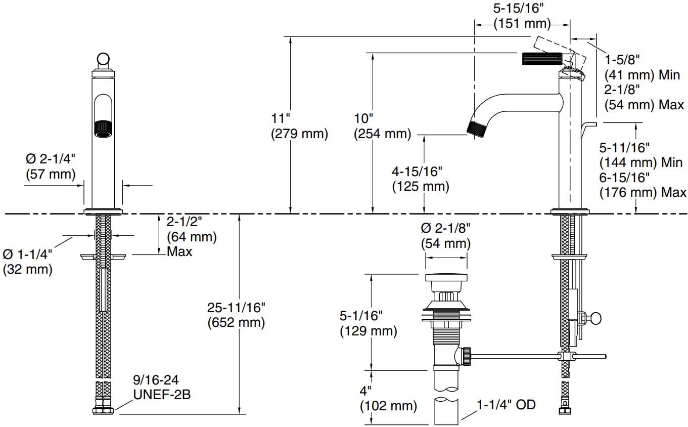 Bản vẽ vòi lavabo Kallista P32493