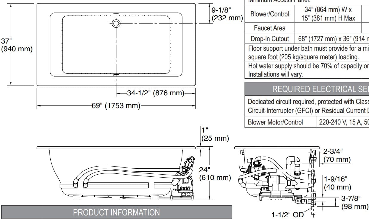 Bản vẽ bồn tắm Kallista P50045-00-0