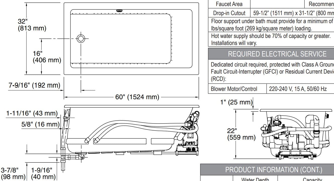 Bản vẽ bồn tắm Kallista P50047