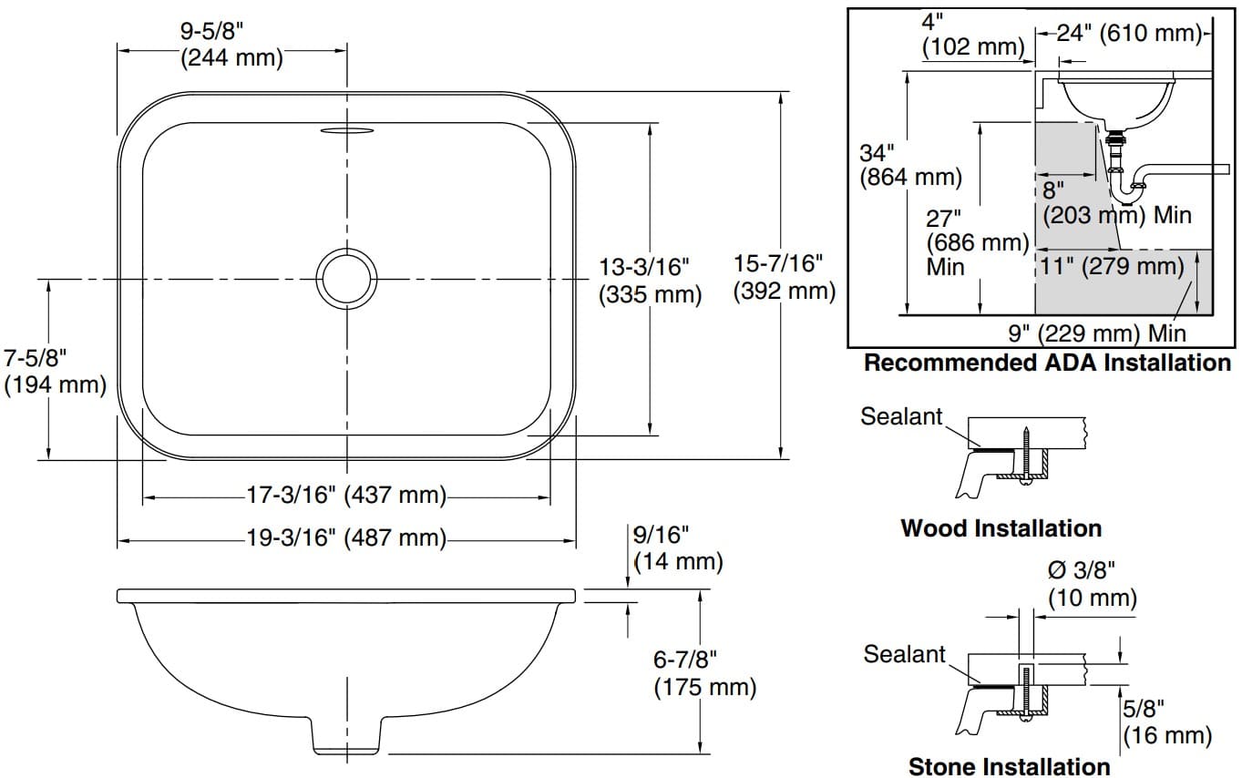 Bản vẽ lavabo Kallista P74233
