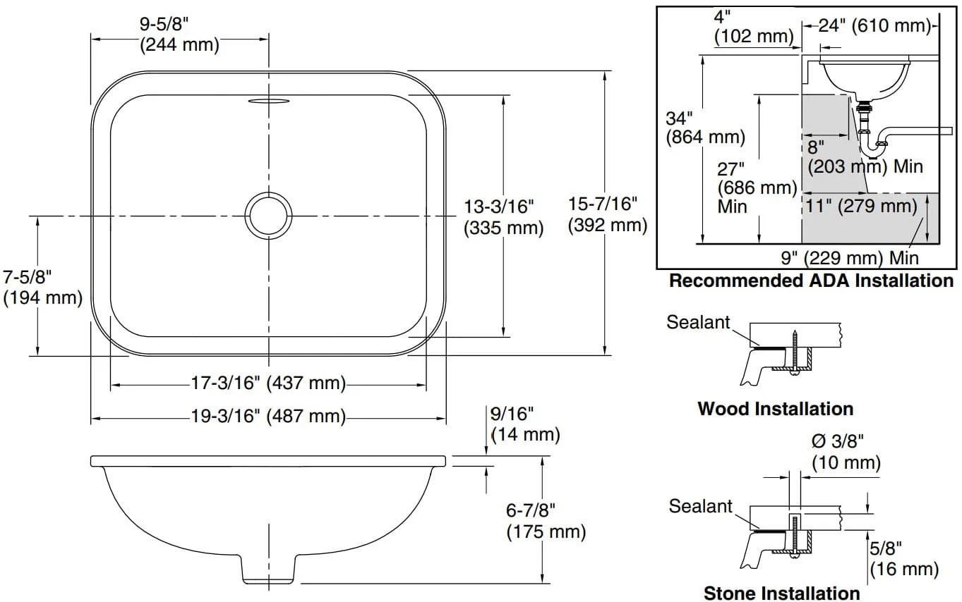 Bản vẽ lavabo Kallista P74233