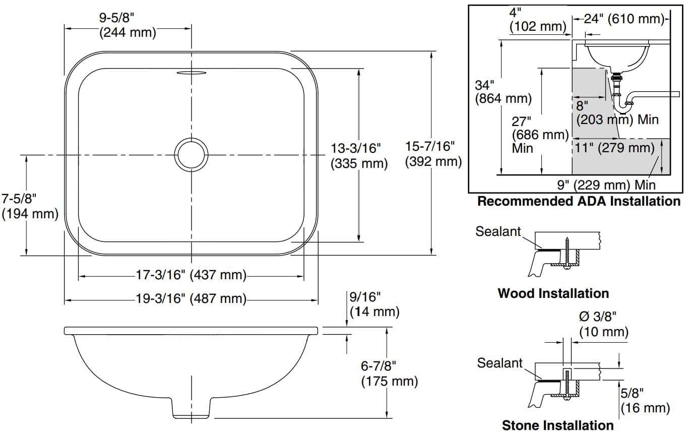 Bản vẽ lavabo Kallista P74234