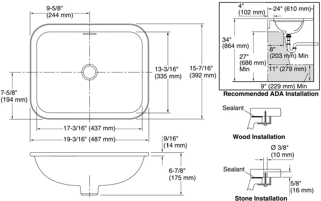 Bản vẽ lavabo Kallista P74234
