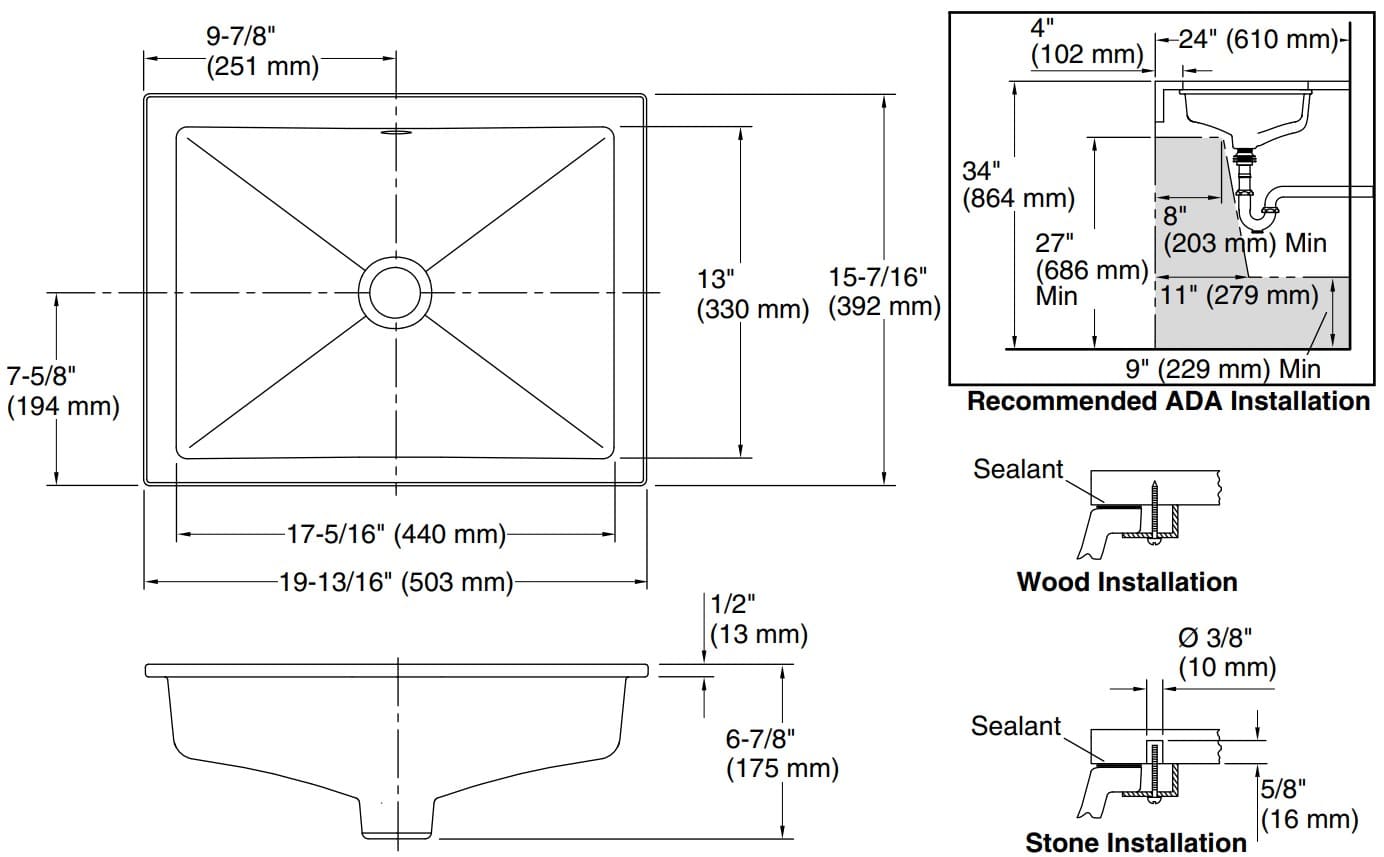 Bản vẽ lavabo Kallista P74235