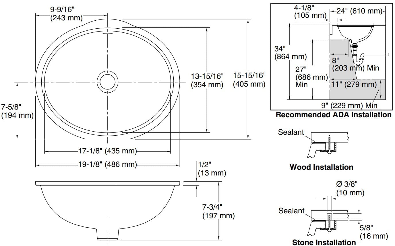 Bản vẽ lavabo Kallista P74241-WO-0