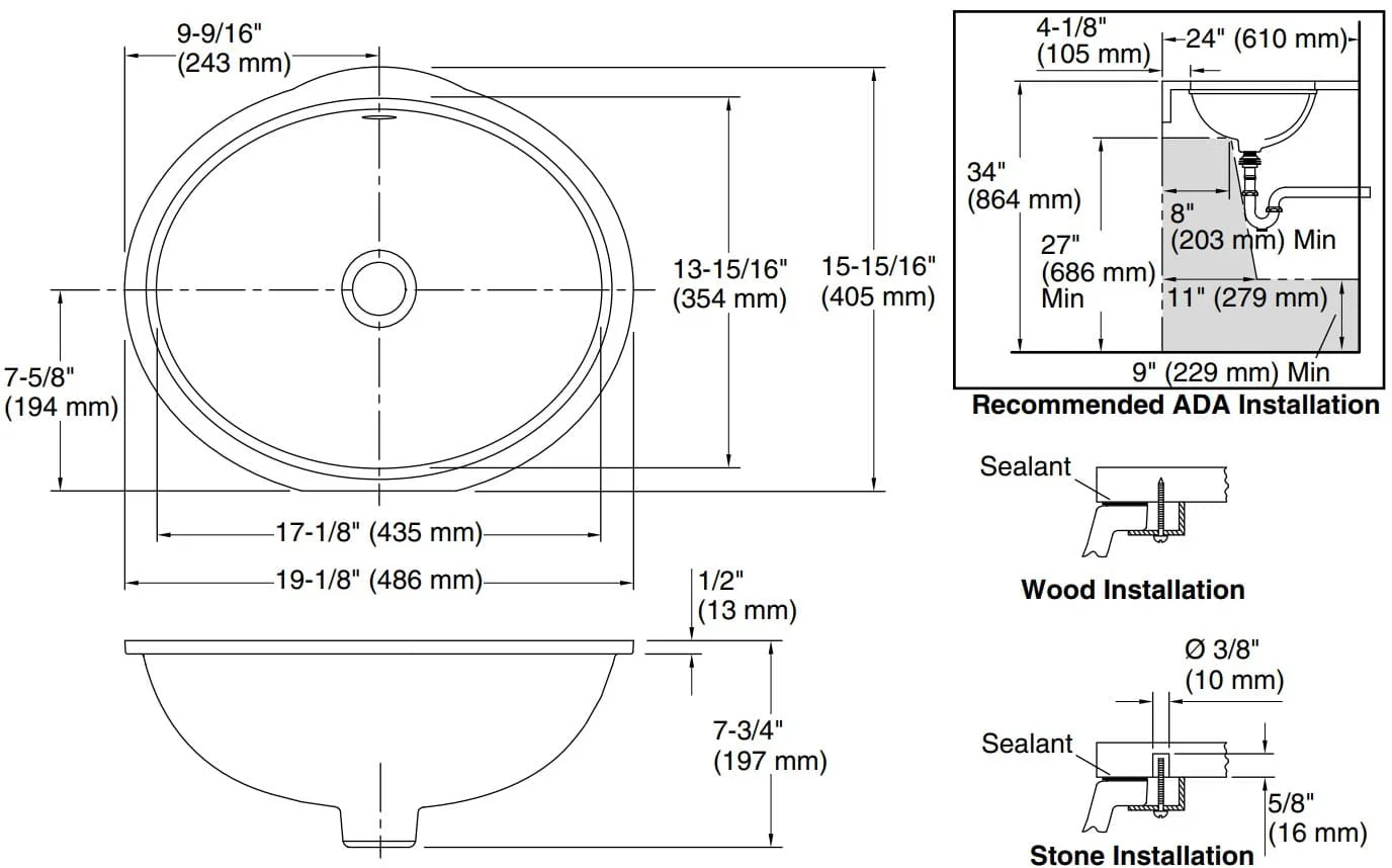 Bản vẽ lavabo Kallista P74241-WO-0