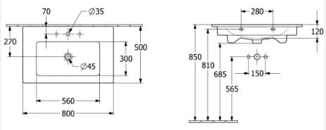 Bản vẽ kỹ thuật chậu rửa lavabo Đức Villeroy-boch Venticello 41048LRW