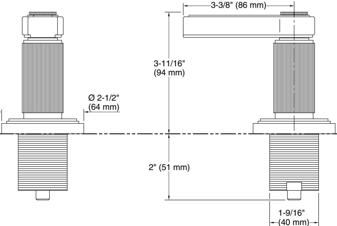 Bản vẽ tay cầm chuyển hướng nước Kallista P80237