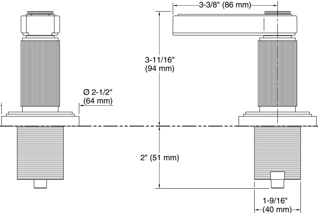 Bản vẽ tay cầm chuyển hướng nước Kallista P80237
