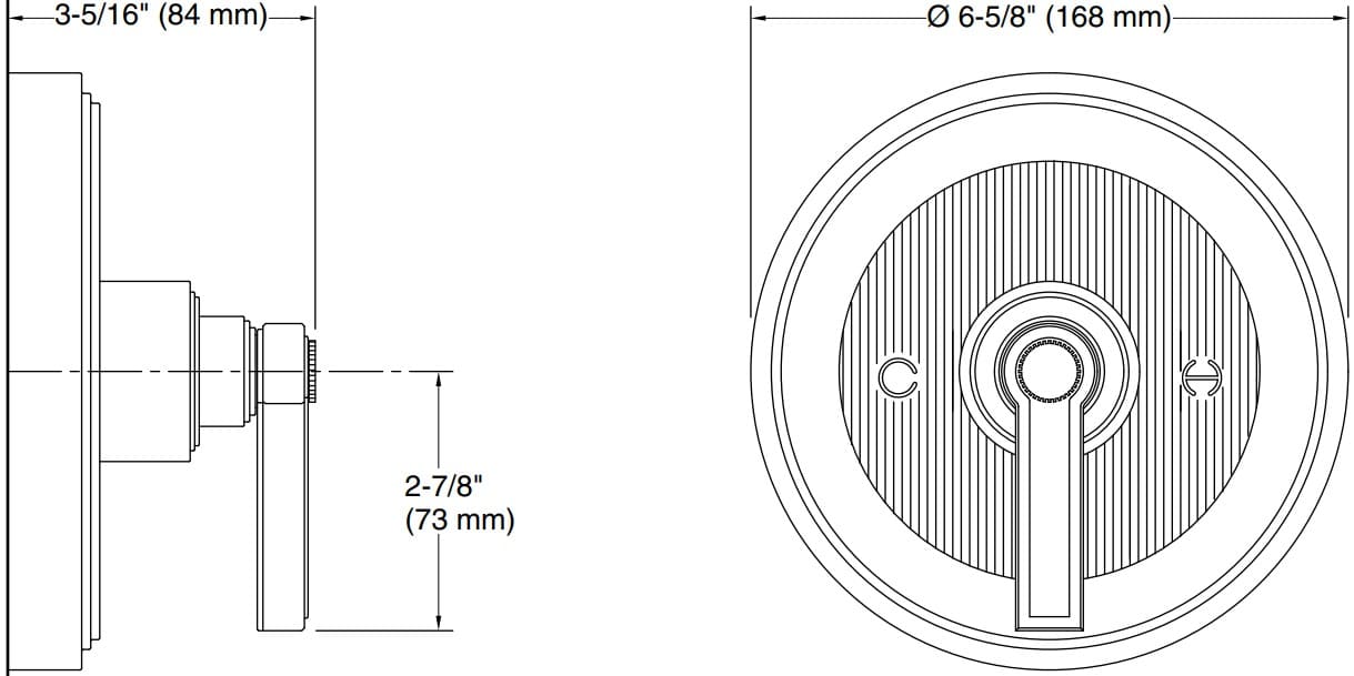 Bản vẽ mặt nạ điều chỉnh gắn tường Kallista P80240