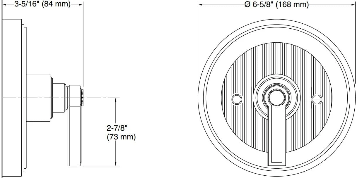 Bản vẽ mặt nạ điều chỉnh gắn tường Kallista P80240