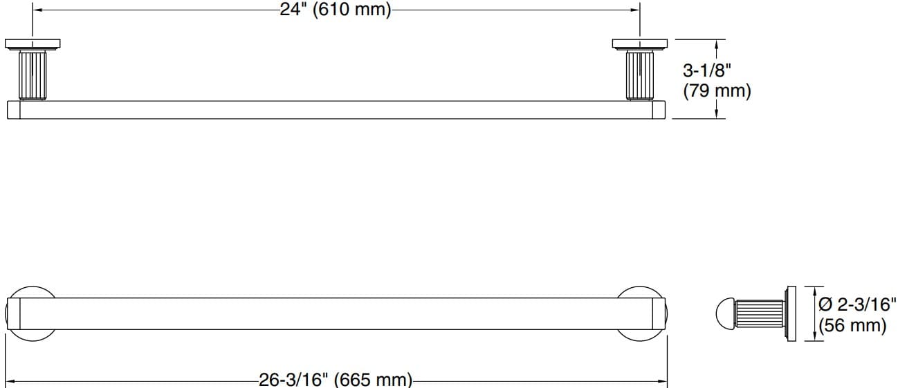 Bản vẽ giá khăn đơn Kallista P80244