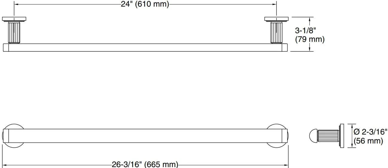 Bản vẽ giá khăn đơn Kallista P80244