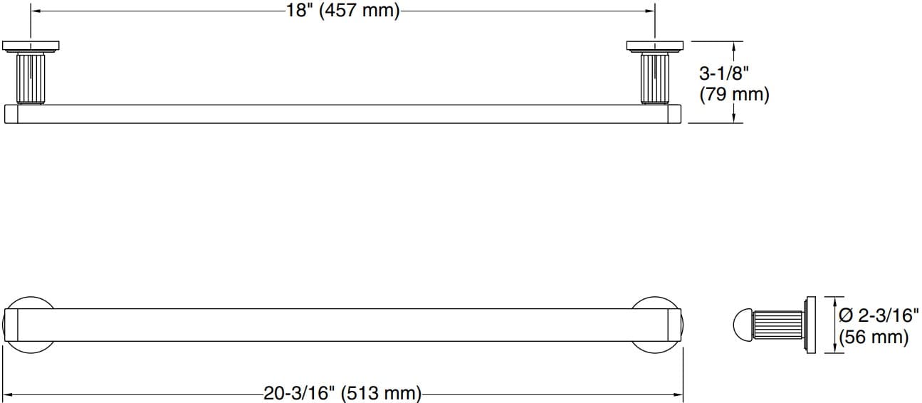 Bản vẽ giá khăn đơn Kallista P80245-00-BAF