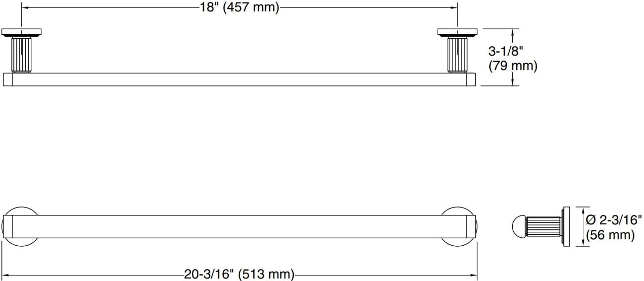 Bản vẽ giá khăn đơn Kallista P80245-00-BAF