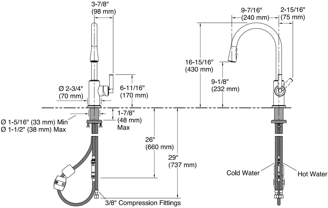 Bản vẽ vòi chậu rửa Kallista P25517