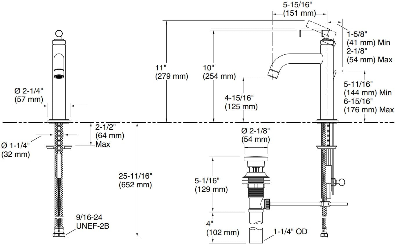 Bản vẽ vòi lavabo Kallista P32494