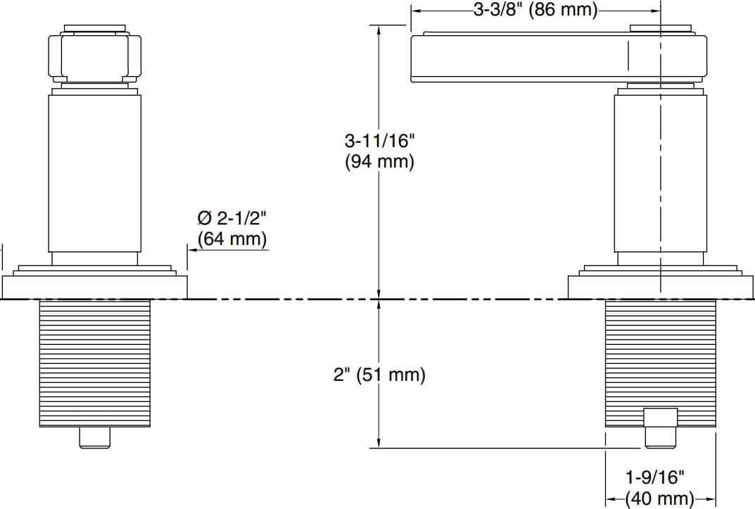 Bản vẽ tay cầm chuyển hướng nước Kallista P80252