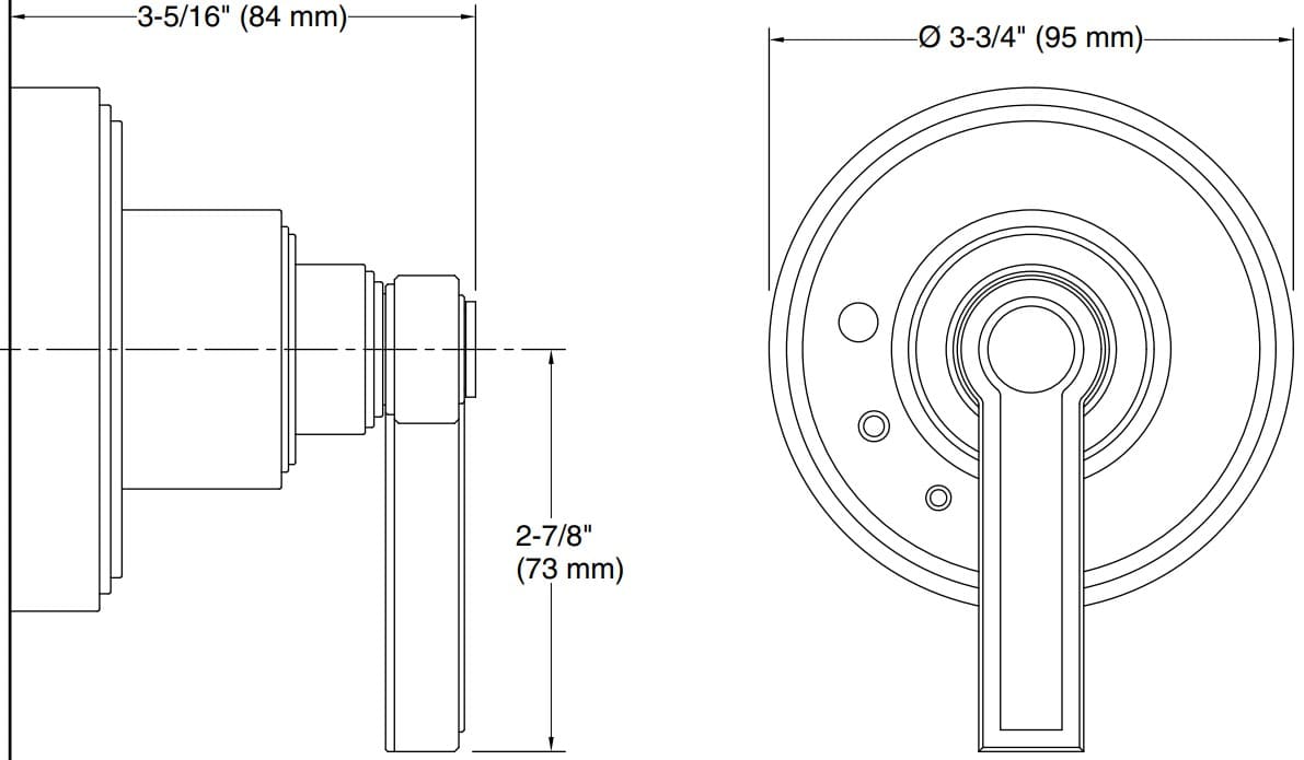 Bản vẽ mặt nạ điều chỉnh âm Kallista P80256