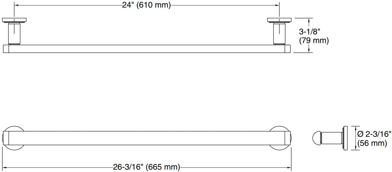 Bản vẽ giá khăn đơn Kallista P80262