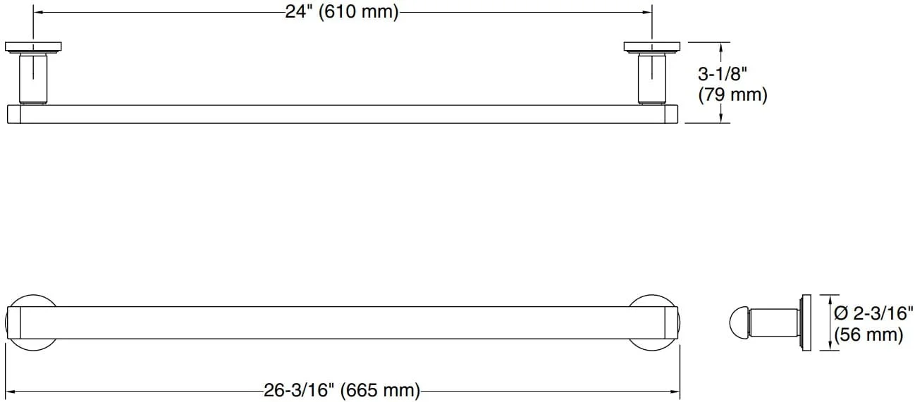 Bản vẽ giá khăn đơn Kallista P80262