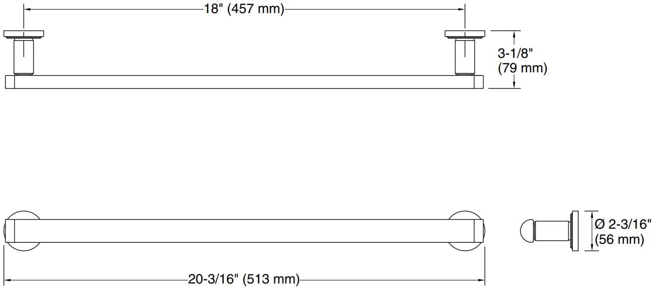 Bản vẽ giá khăn đơn Kallista P80263