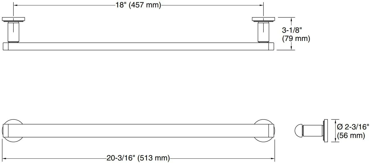 Bản vẽ giá khăn đơn Kallista P80263