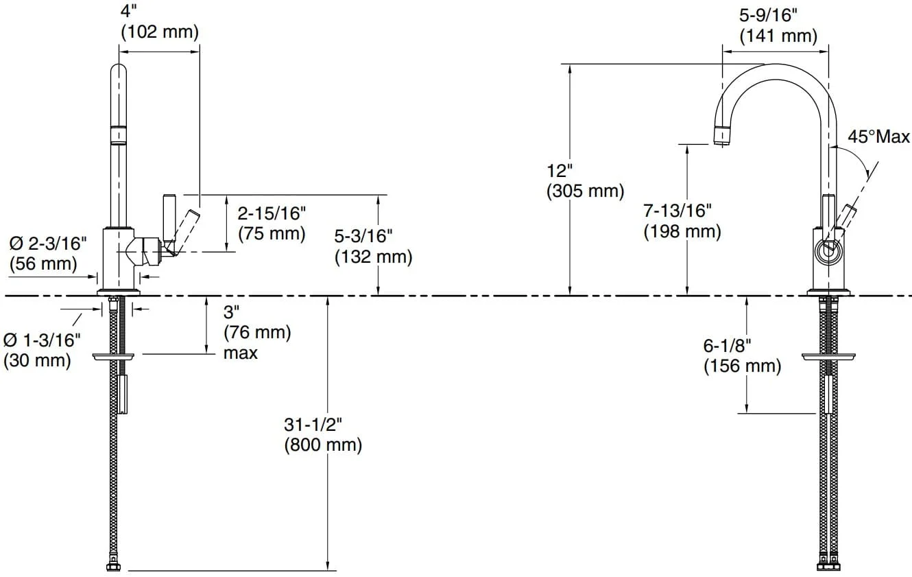Bản vẽ vòi chậu rửa Kallista P80270