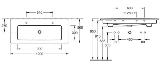 Bản vẽ kỹ thuật chậu rửa lavabo Đức Villeroy-boch Venticello 4104CLR1