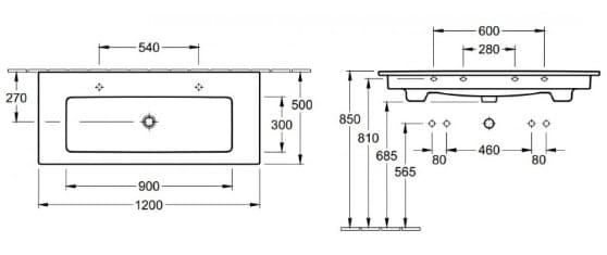 Bản vẽ kỹ thuật chậu rửa lavabo Đức Villeroy-boch Venticello 4104CLRW