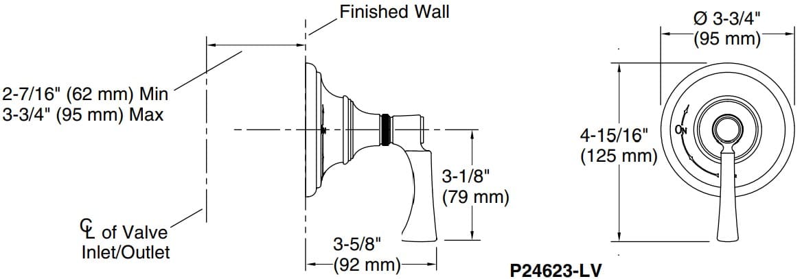 Bản vẽ mặt nạ điều chỉnh âm Kallista P24623-LV-AD