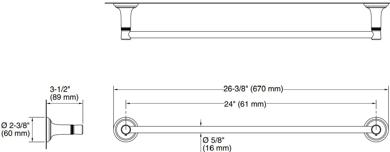 Bản vẽ giá khăn đơn Kallista P34600