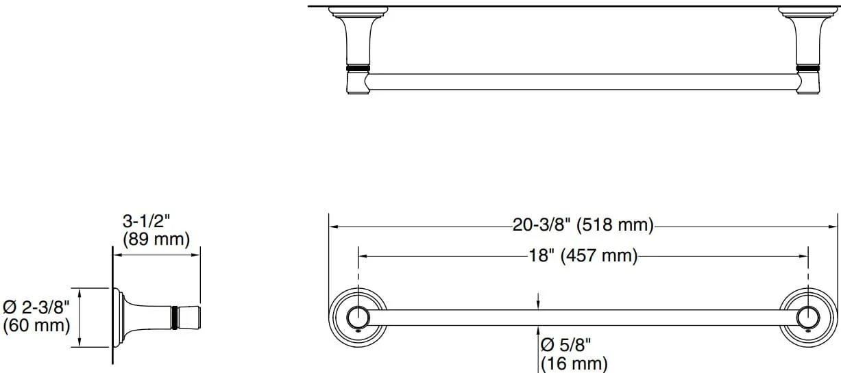 Bản vẽ giá khăn đơn Kallista P24601-00-AD