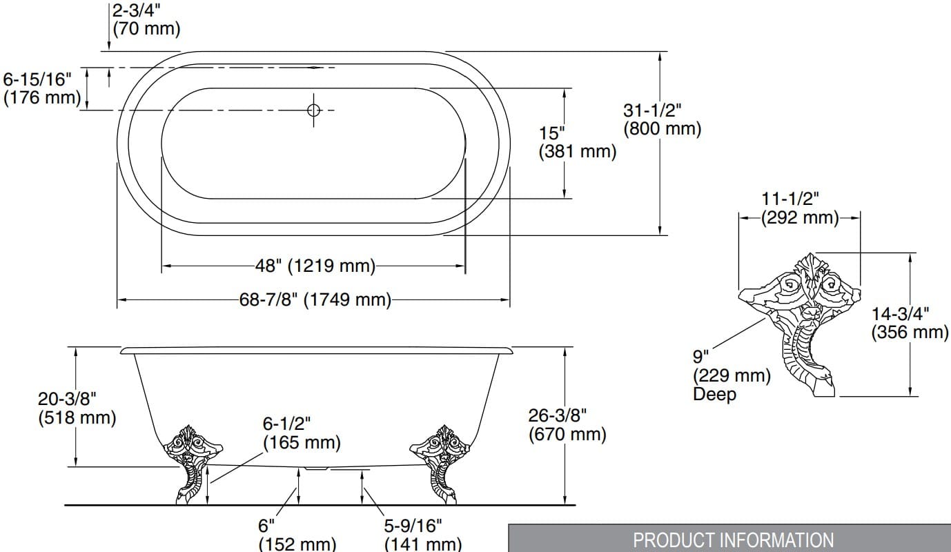 Bản vẽ bồn tắm Kallista P50202