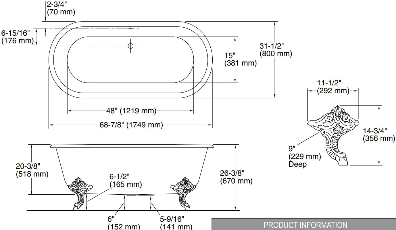 Bản vẽ bồn tắm Kallista P50202