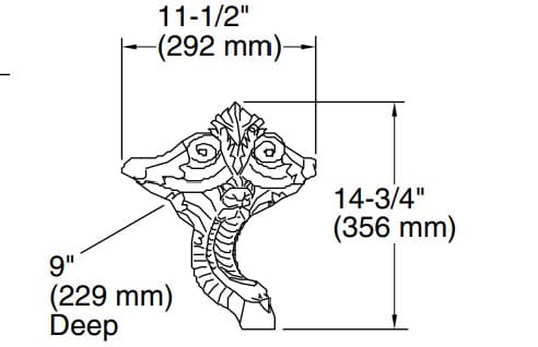 Bản vẽ chân bồn tắm Kallista P50203