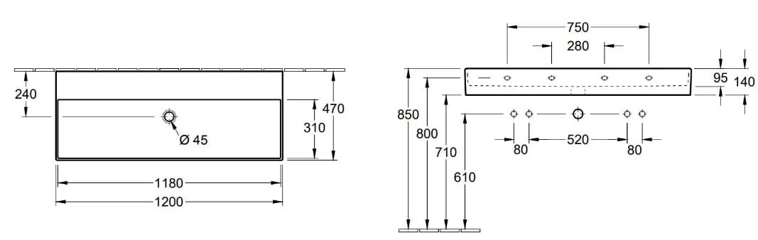 Bản vẽ kỹ thuật chậu rửa lavabo Đức Villeroy-boch Memento 2.0 4A22CF01