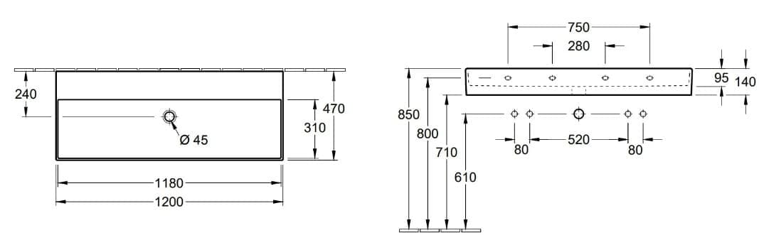 Bản vẽ kỹ thuật chậu rửa lavabo Đức Villeroy-boch Memento 2.0 4A22CFI4