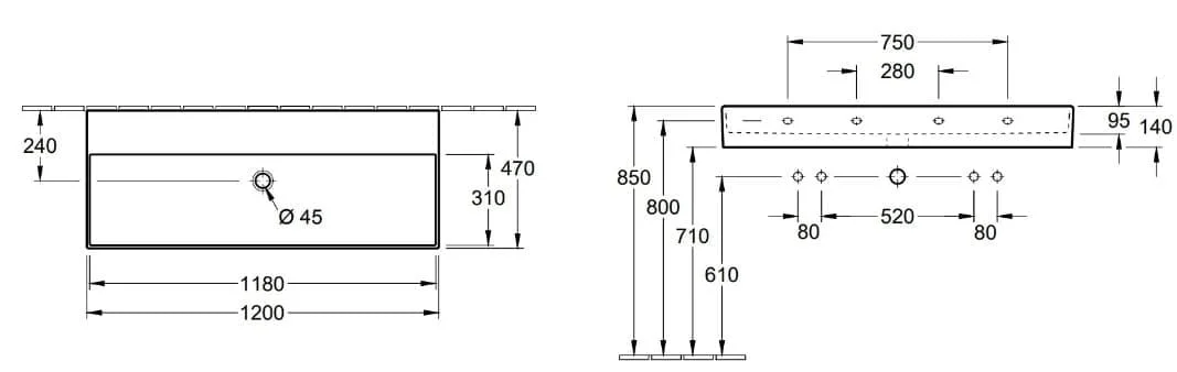 Bản vẽ kỹ thuật chậu rửa lavabo Đức Villeroy-boch Memento 2.0 4A22CFI4