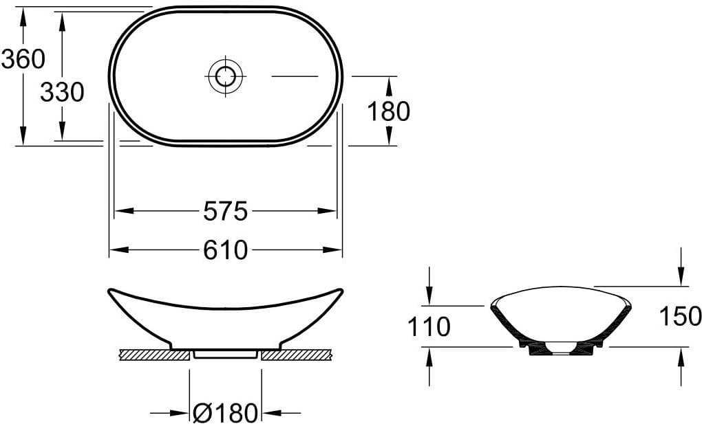 Bản vẽ kỹ thuật chậu rửa lavabo Đức Villeroy-boch My Nature 411060R1