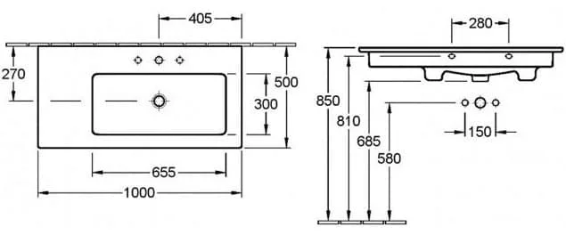 Bản vẽ kỹ thuật chậu rửa lavabo Đức Villeroy-boch Venticello 4134R1R1
