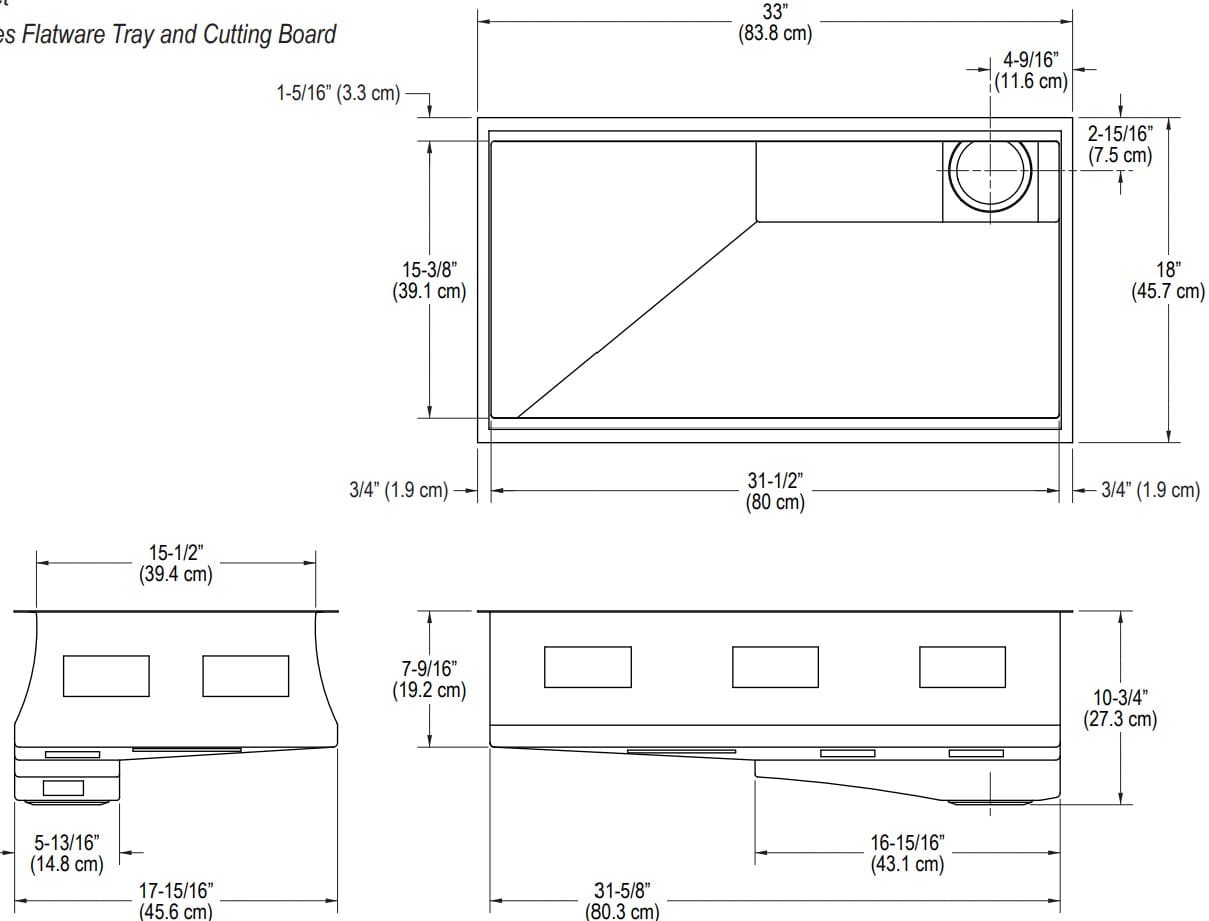 Bản vẽ chậu bếp 1 hố Kallista L20306
