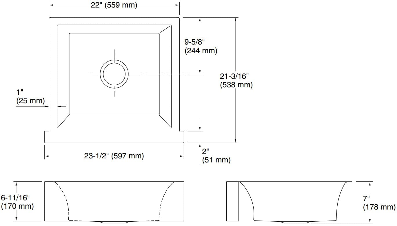 Bản vẽ chậu bếp 1 hố Kallista L20513