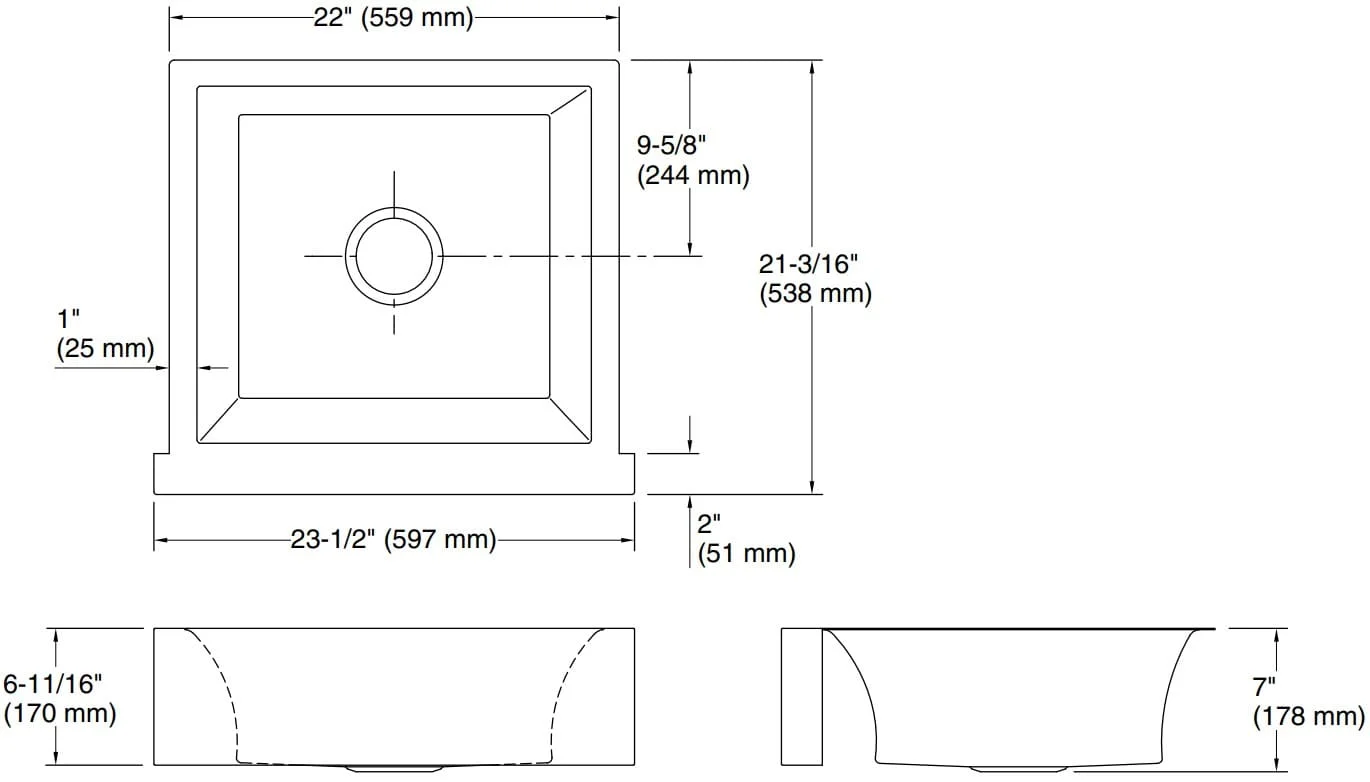 Bản vẽ chậu bếp 1 hố Kallista L20513