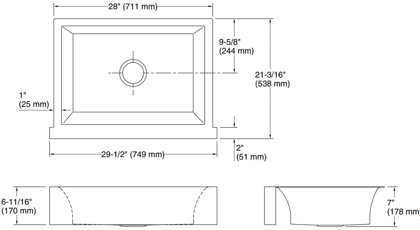 Bản vẽ chậu bếp 1 hố Kallista L20515